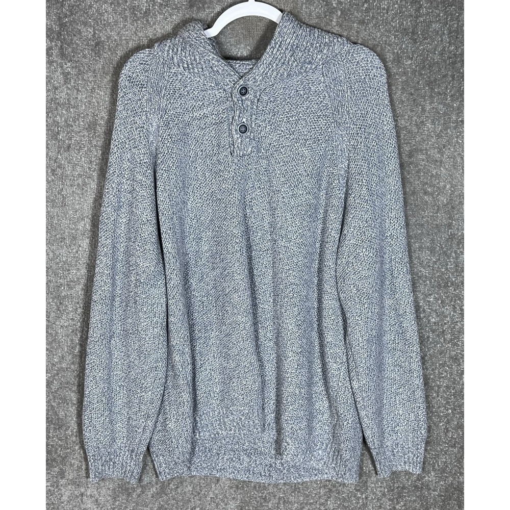 Flag & Anthem Shawl Collar Sweater Mens Size XXL Blue Knit Pullover Preppy